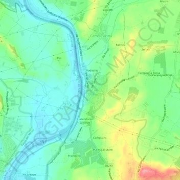 Carte topographique Salionze, altitude, relief