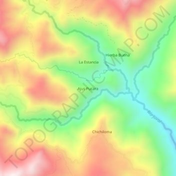 Carte topographique Ajus Pucara, altitude, relief
