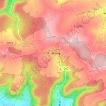 Carte topographique Flinsberg, altitude, relief