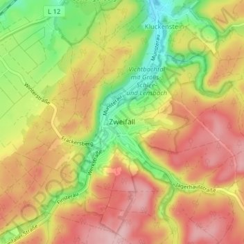 Carte topographique Zweifall, altitude, relief