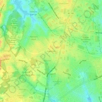 Carte topographique Greycrest, altitude, relief