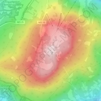 Carte topographique Kreuzberg (Rhön), altitude, relief