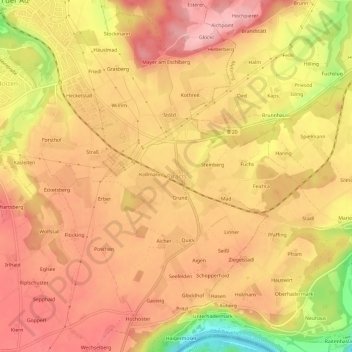 Carte topographique Pirach, altitude, relief