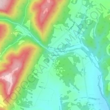Carte topographique Maysville, altitude, relief