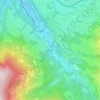 Carte topographique Unterwindau, altitude, relief