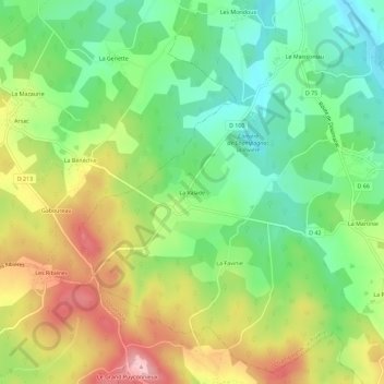 Carte topographique La Valade, altitude, relief