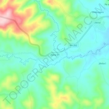 Carte topographique Jibóia II, altitude, relief