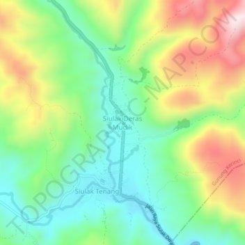 Carte topographique Siulak Deras Mudik, altitude, relief
