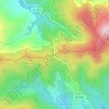 Carte topographique Puerto de Las Muñecas, altitude, relief