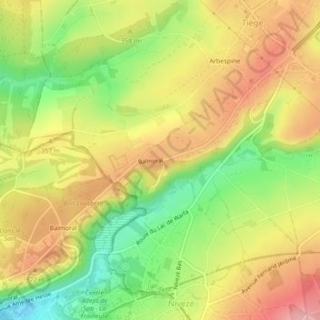 Carte topographique Balmoral, altitude, relief