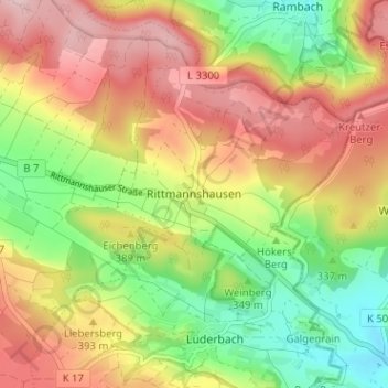 Carte topographique Rittmannshausen, altitude, relief