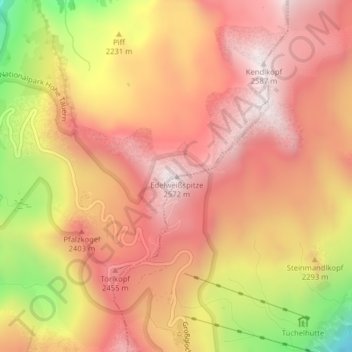 Carte topographique Edelweißspitze, altitude, relief