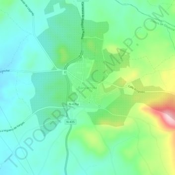 Carte topographique Barcarrota, altitude, relief