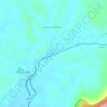 Carte topographique Asahan, altitude, relief