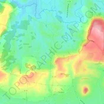 Carte topographique Banc, altitude, relief
