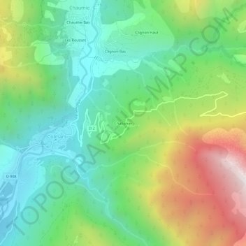 Carte topographique Chabanier, altitude, relief