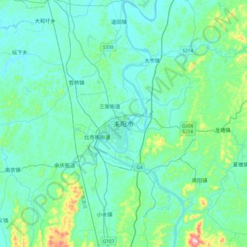 Carte topographique 耒阳市, altitude, relief