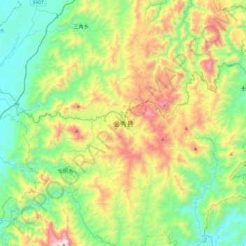 Carte topographique 金秀县, altitude, relief