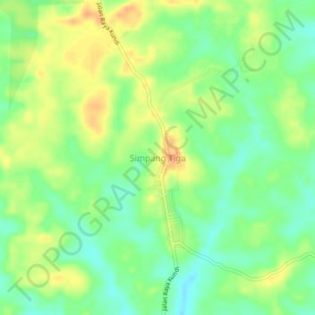 Carte topographique Simpang Tiga, altitude, relief