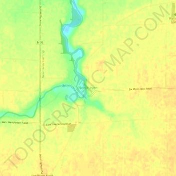 Carte topographique New Haven, altitude, relief