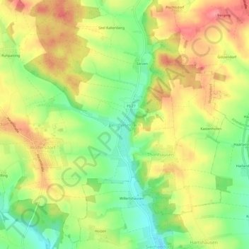 Carte topographique Berghaselbach, altitude, relief