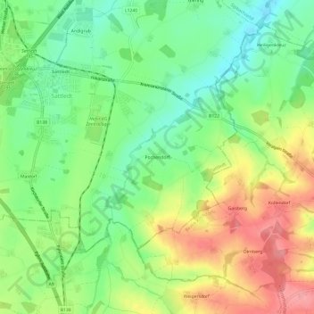 Carte topographique Pochendorf, altitude, relief