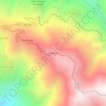 Carte topographique Incahuasi, altitude, relief