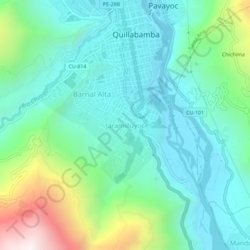 Carte topographique Jaramilluyoc, altitude, relief