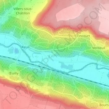 Carte topographique Maisons de l'Échelle, altitude, relief