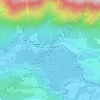 Carte topographique Presseggen, altitude, relief
