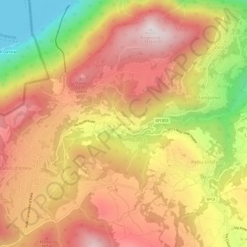 Carte topographique Scaria, altitude, relief