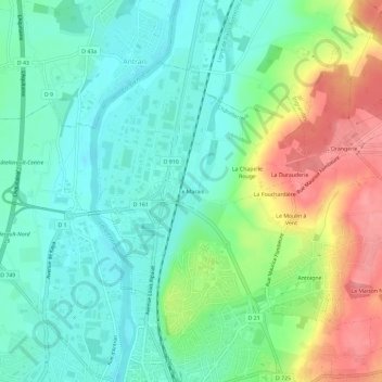 Carte topographique Le Marais, altitude, relief