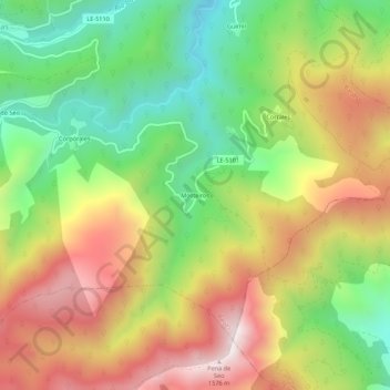 Carte topographique Mosteiros, altitude, relief