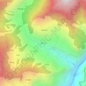 Carte topographique Ganvi, altitude, relief