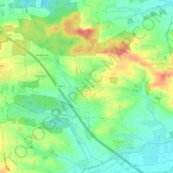 Carte topographique Lauterbach, altitude, relief