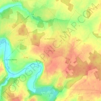 Carte topographique La Troussaye, altitude, relief