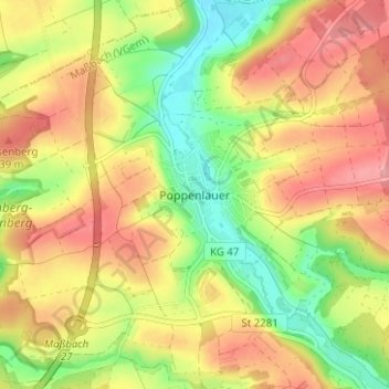Carte topographique Poppenlauer, altitude, relief