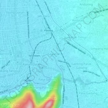 Carte topographique Sawahan, altitude, relief