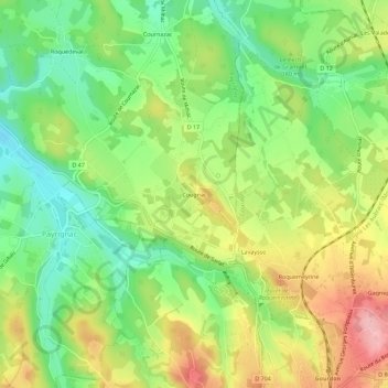 Carte topographique Cougnac, altitude, relief