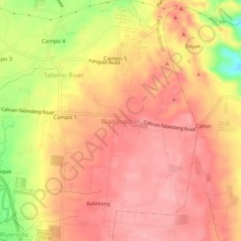Carte topographique Biao Joaquin, altitude, relief