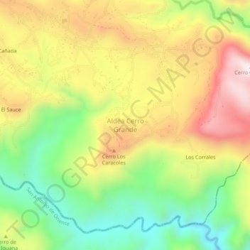 Carte topographique Aldea Cerro Grande, altitude, relief