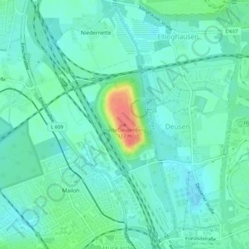 Carte topographique Halde Deusenberg, altitude, relief