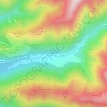 Carte topographique Valseco, altitude, relief