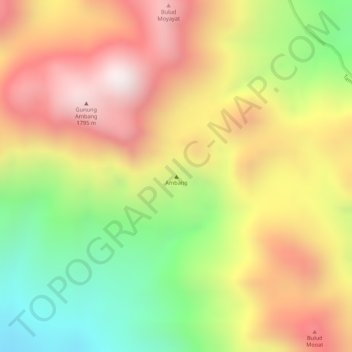 Carte topographique Ambang, altitude, relief