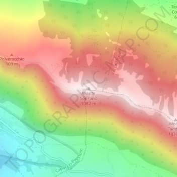 Carte topographique Monte Soprano, altitude, relief