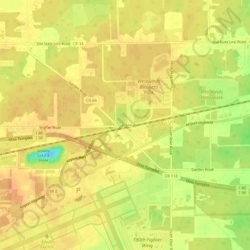 Carte topographique Garden, altitude, relief