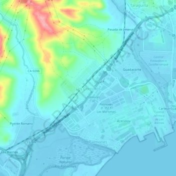 Carte topographique Los Cortijillos, altitude, relief