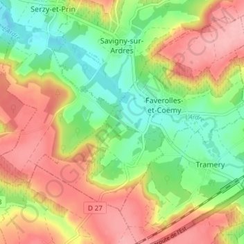 Carte topographique La Tuilerie, altitude, relief