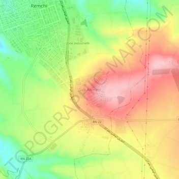 Carte topographique Sidi Ahmed, altitude, relief