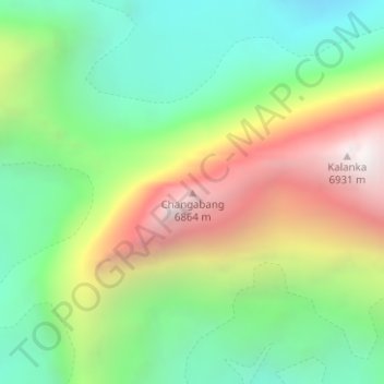 Carte topographique Changabang, altitude, relief
